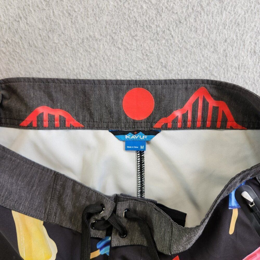 Kavu Board Shorts Mens M Black Ice Cream Popsicle Sunglass Loop Zip Pocket - Picture 11 of 16